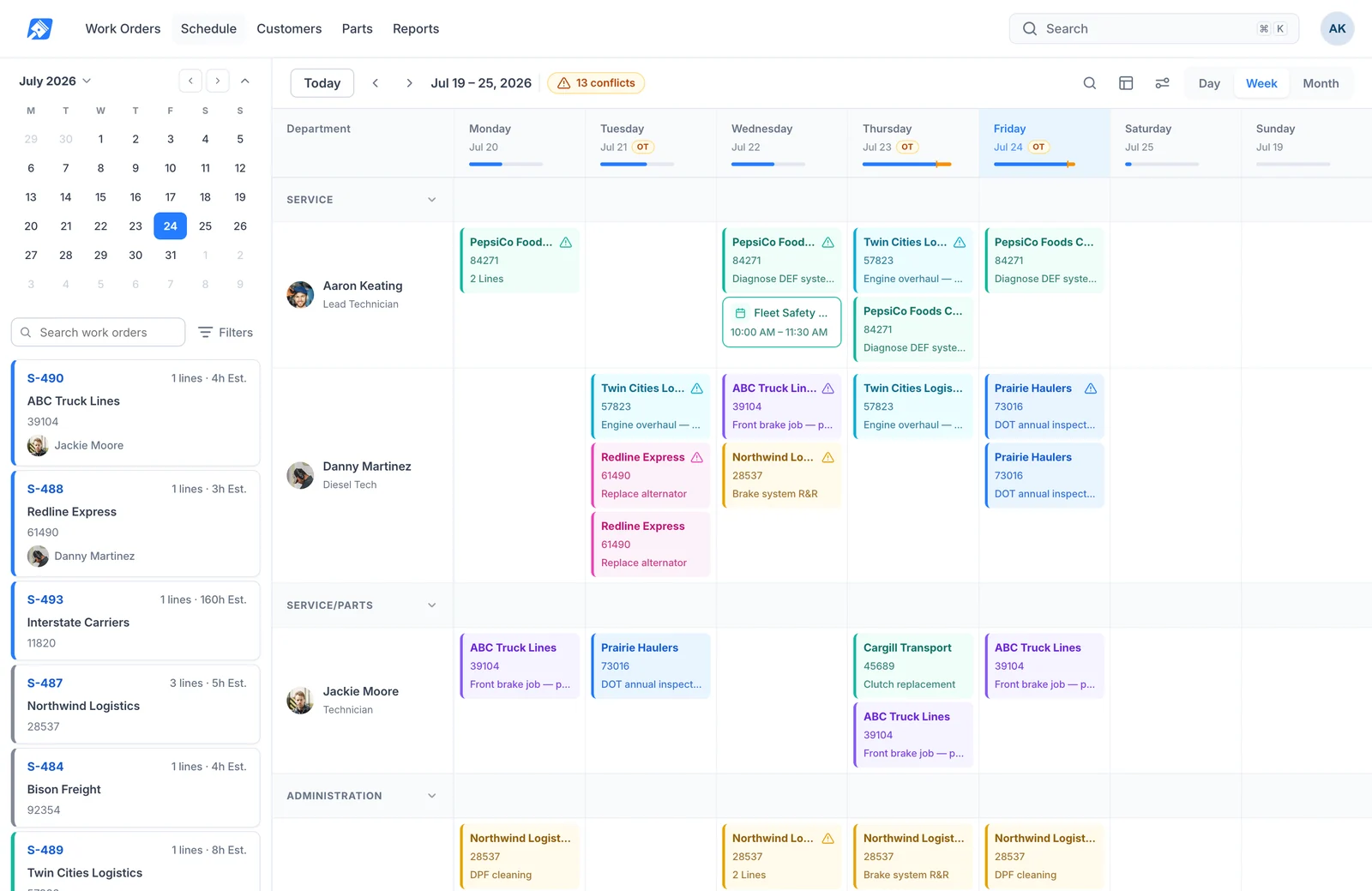 The redesigned ShopView schedule, week view